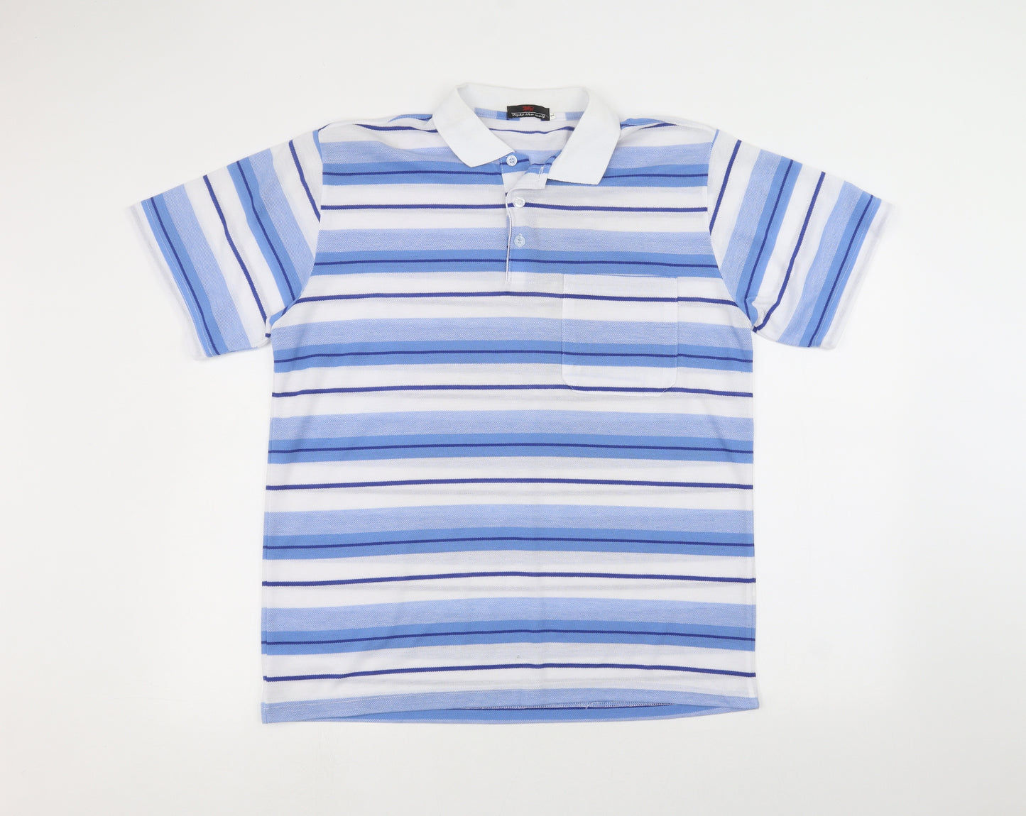 fight the wolf Mens White Striped   Polo Size L