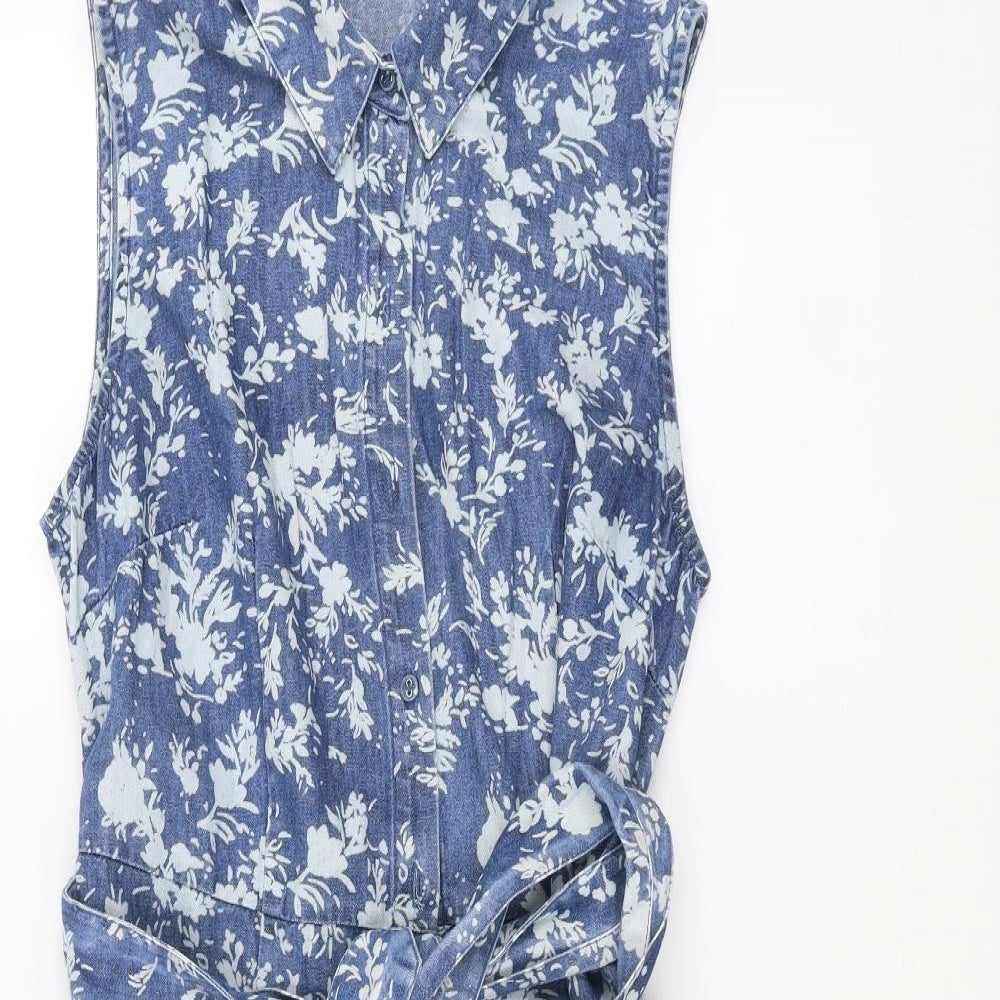 TU Womens Blue Floral  A-Line  Size 12