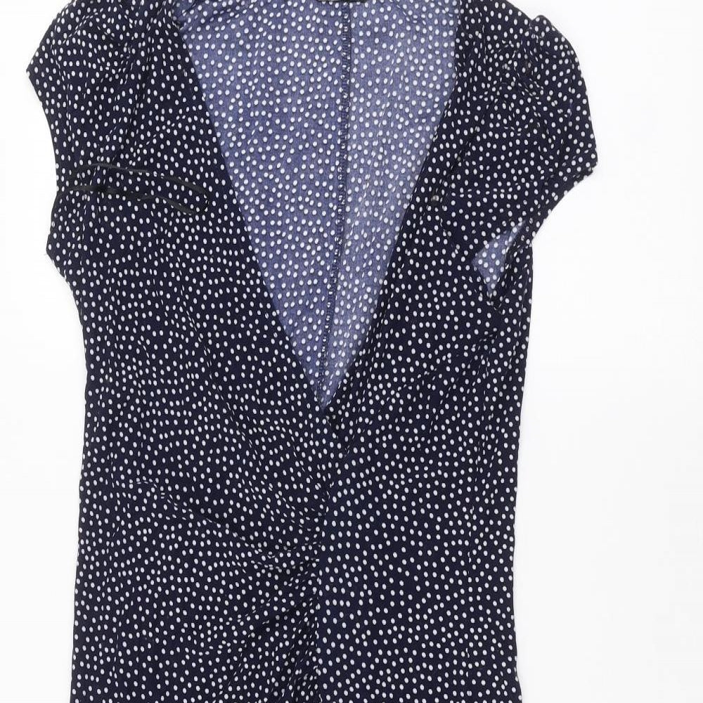 NEXT Womens Blue Polka Dot  Basic T-Shirt Size 14