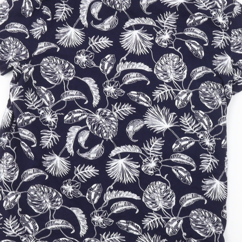 TU Mens Blue Floral   T-Shirt Size S