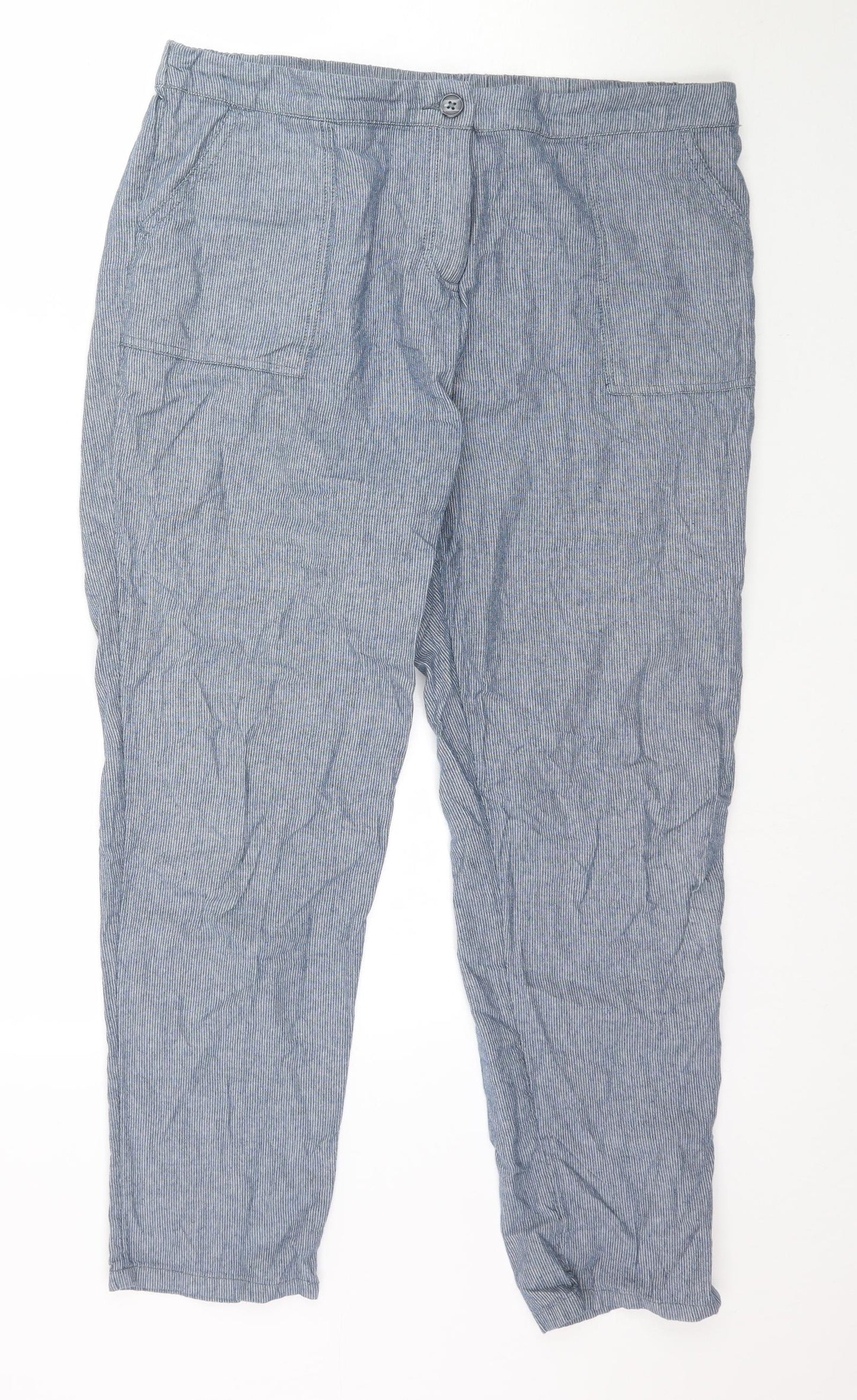 Bonmarche Womens Blue Striped  Trousers  Size 16 L27 in
