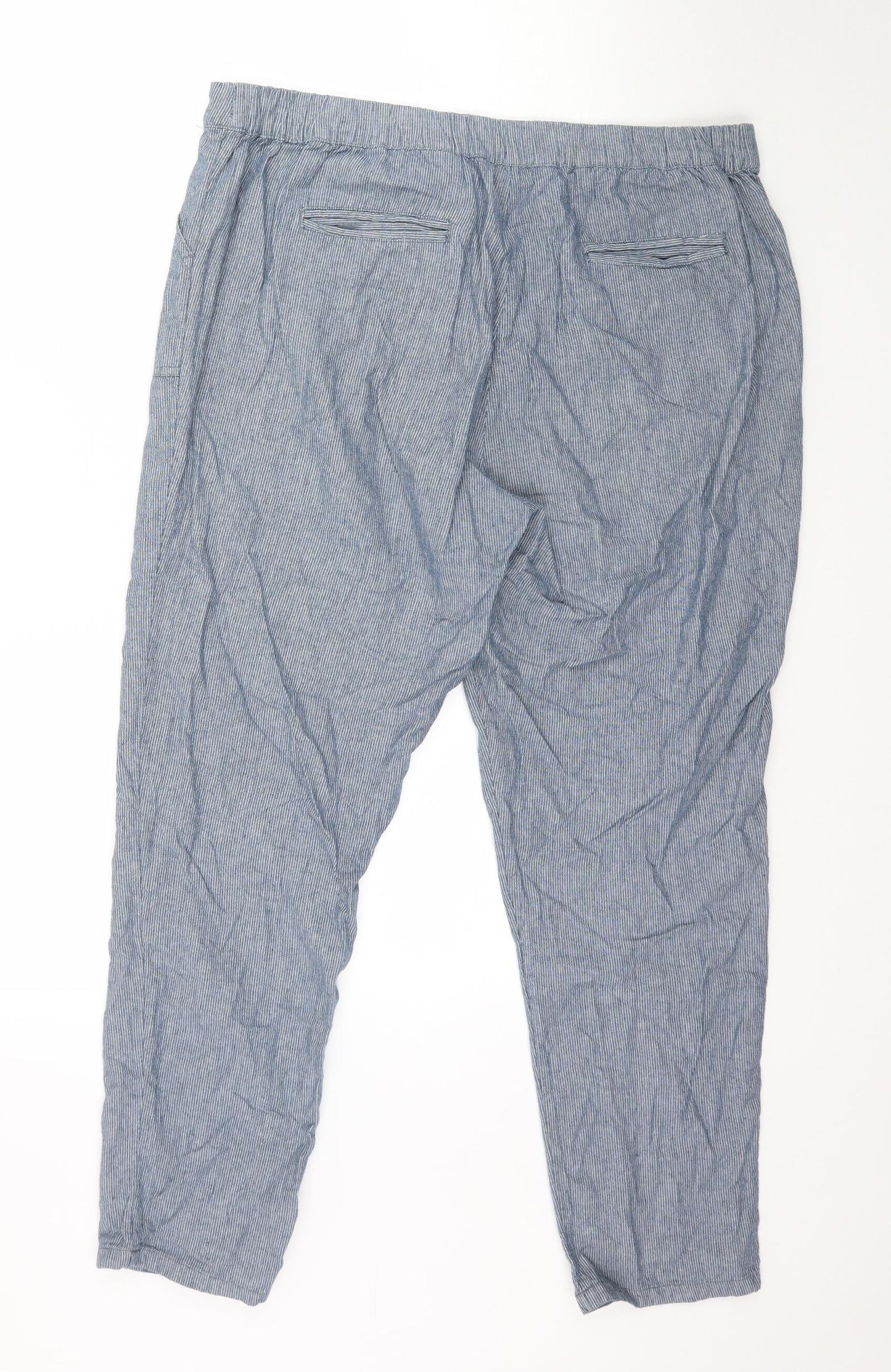 Bonmarche Womens Blue Striped  Trousers  Size 16 L27 in