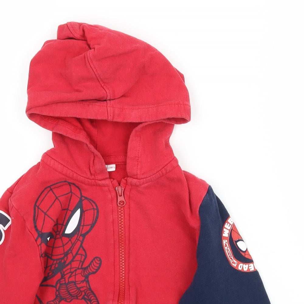 Marvel Boys Red   Full Zip Hoodie Size 6-7 Years  - Spiderman