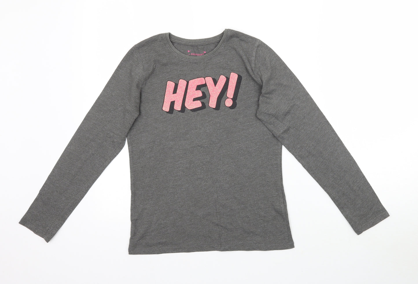 Primark Girls Grey Batik  Basic T-Shirt Size 10-11 Years  - Hey!