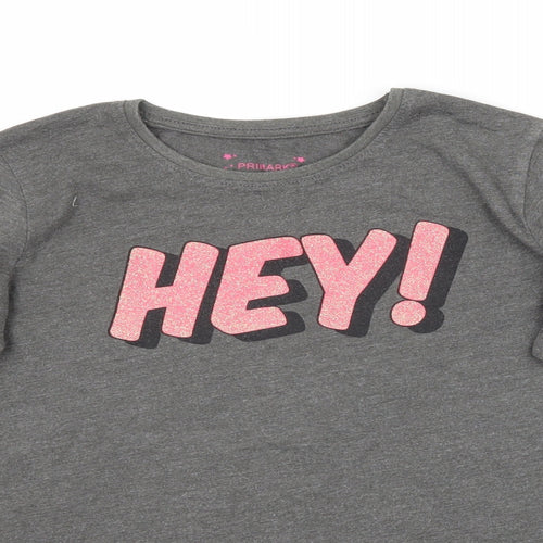 Primark Girls Grey Batik  Basic T-Shirt Size 10-11 Years  - Hey!
