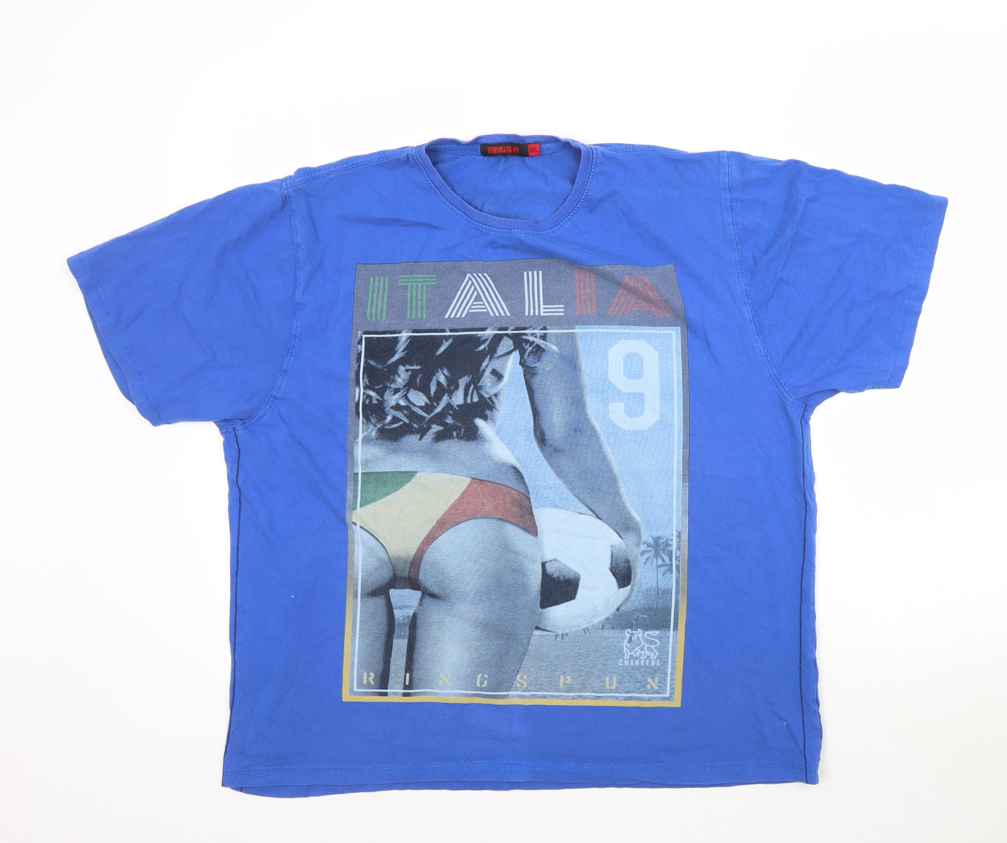 Ringspun Mens Blue    T-Shirt Size 2XL