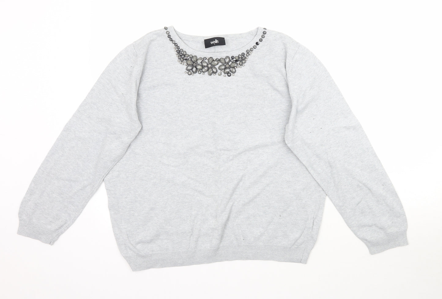 Wallis Womens Grey  Knit Pullover Jumper Size L