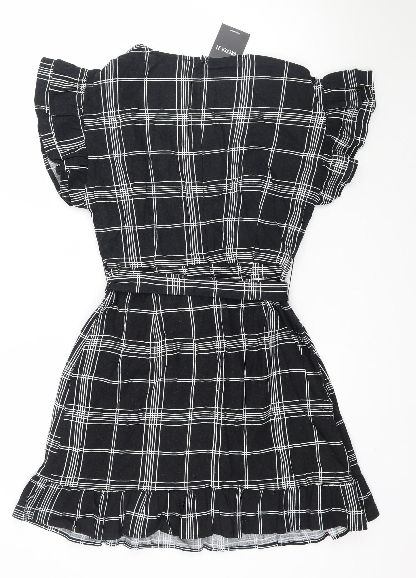 FOREVER 21 Womens Black Plaid  Wrap Dress  Size M