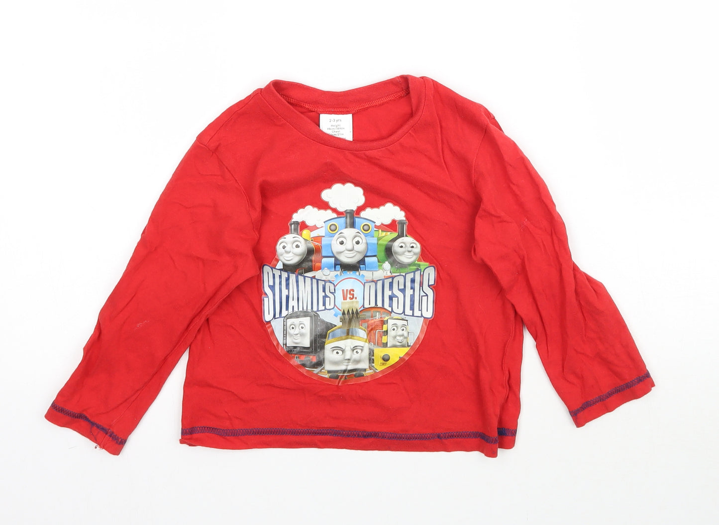 Tesco Boys Red   Basic T-Shirt Size 2-3 Years  - Thomas the tank engine