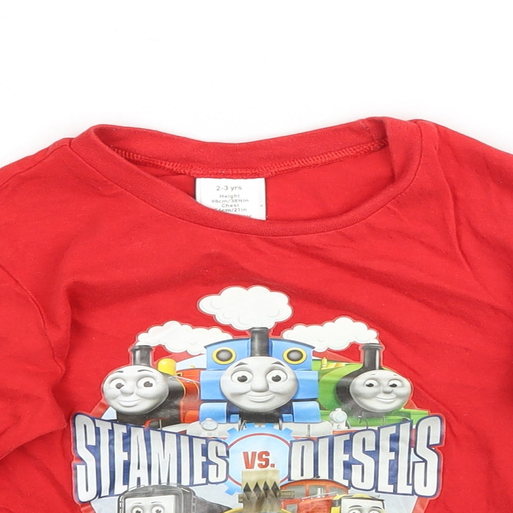 Tesco Boys Red   Basic T-Shirt Size 2-3 Years  - Thomas the tank engine