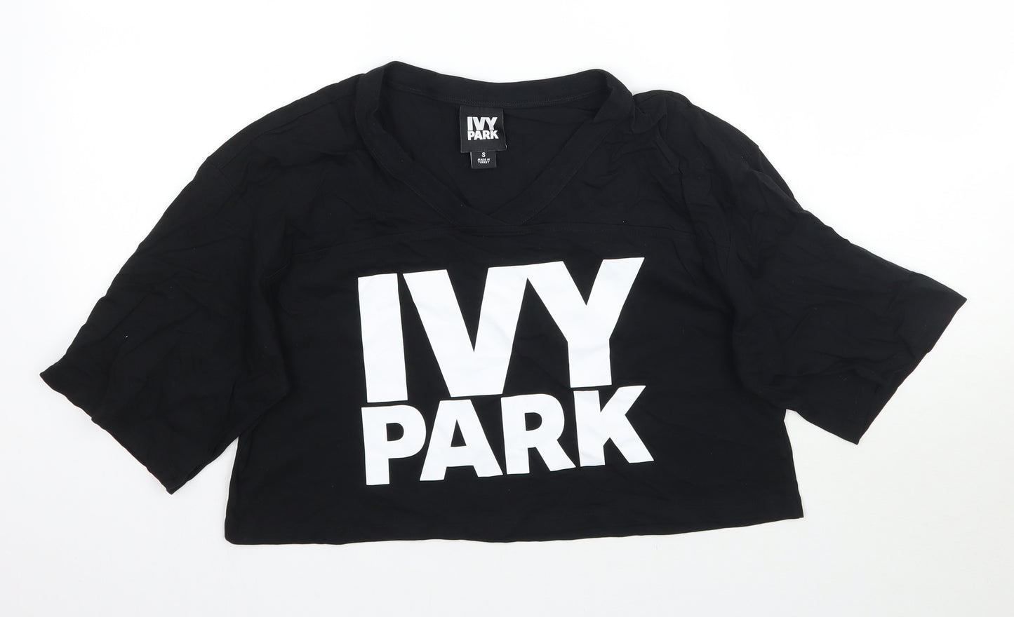 IVY PARK Womens Black   Cropped T-Shirt Size S