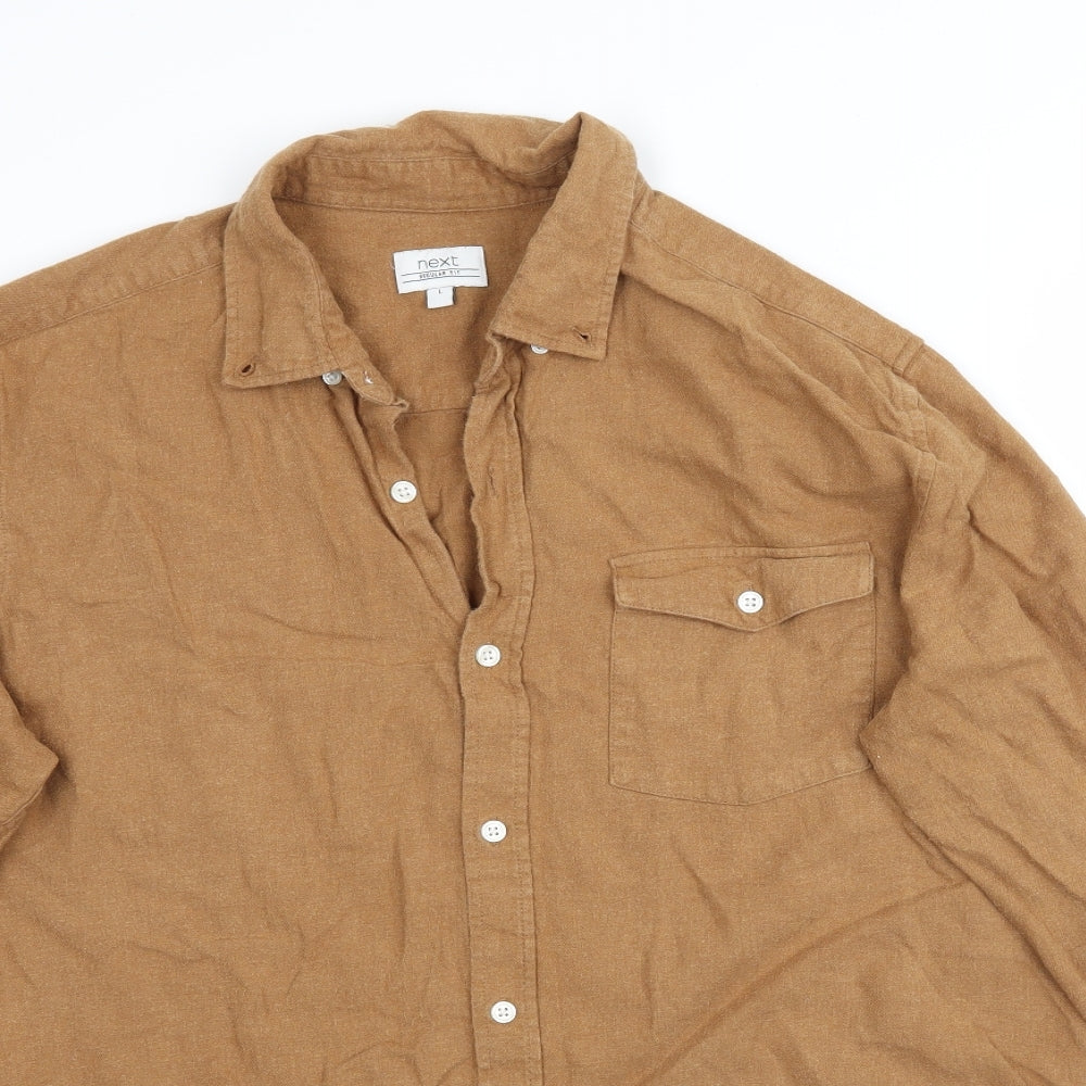 NEXT Mens Brown    Button-Up Size L