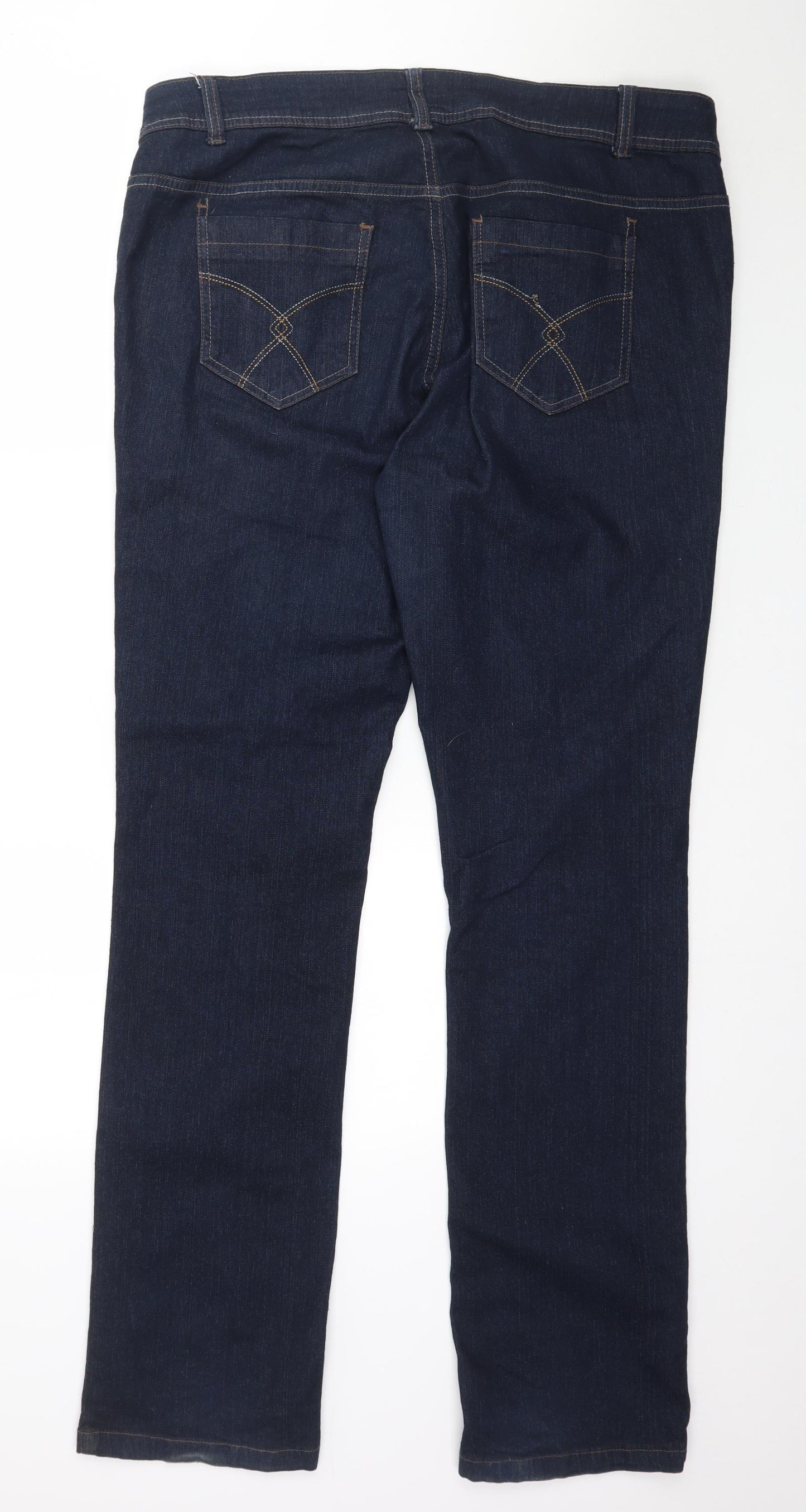 Preworn Womens Blue  Denim Straight Jeans Size 16 L34 in