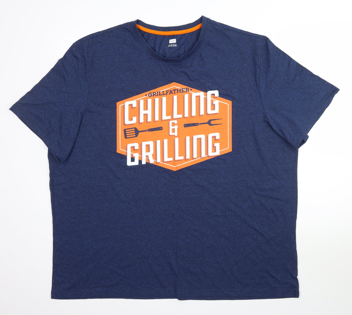 F&F Mens Blue    T-Shirt Size 3XL  - Chilling & Grilling