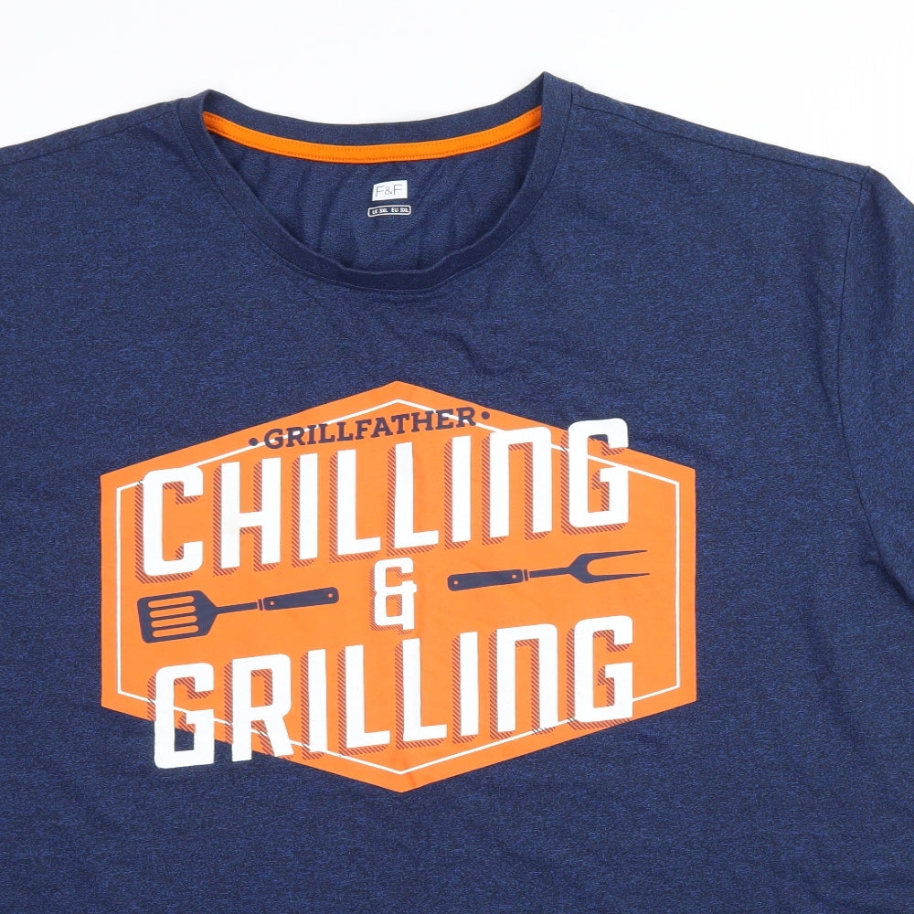 F&F Mens Blue    T-Shirt Size 3XL  - Chilling & Grilling