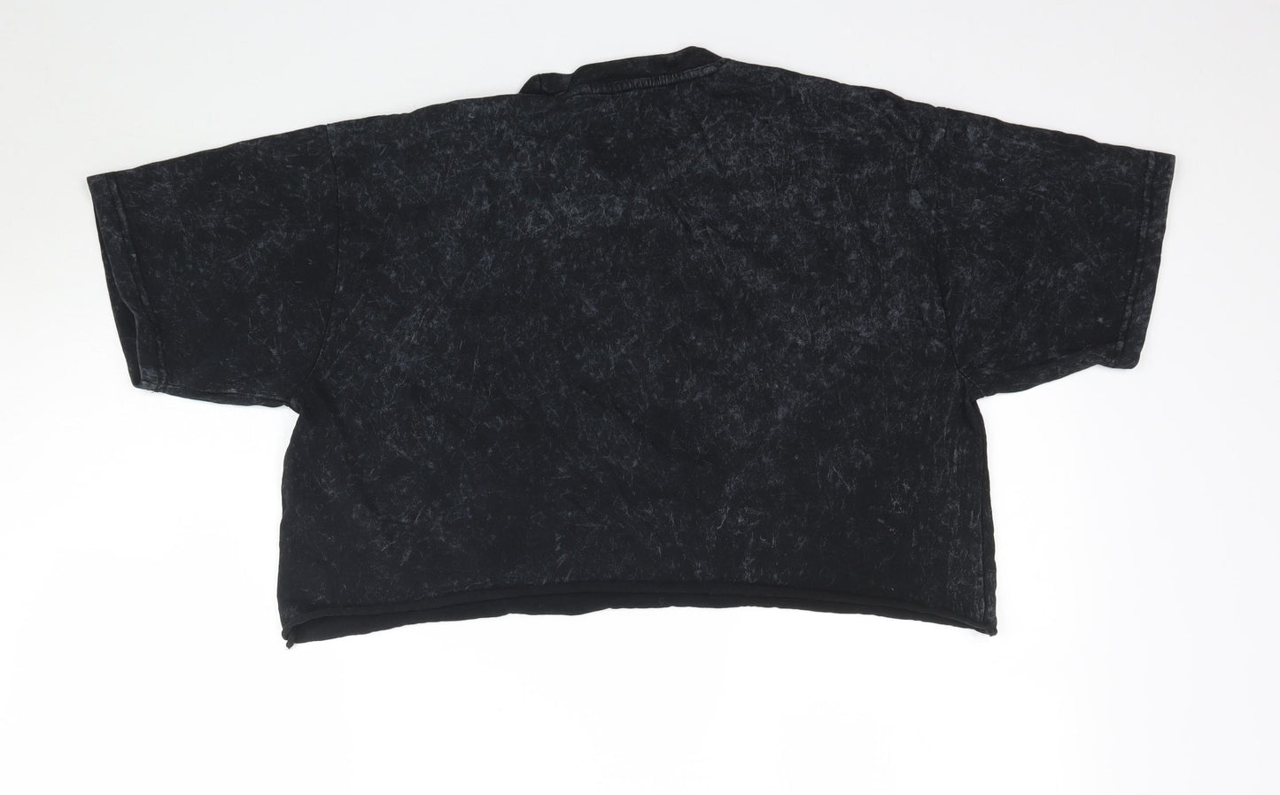 Boohoo Womens Black   Cropped T-Shirt Size L  - Marled/Marble effect