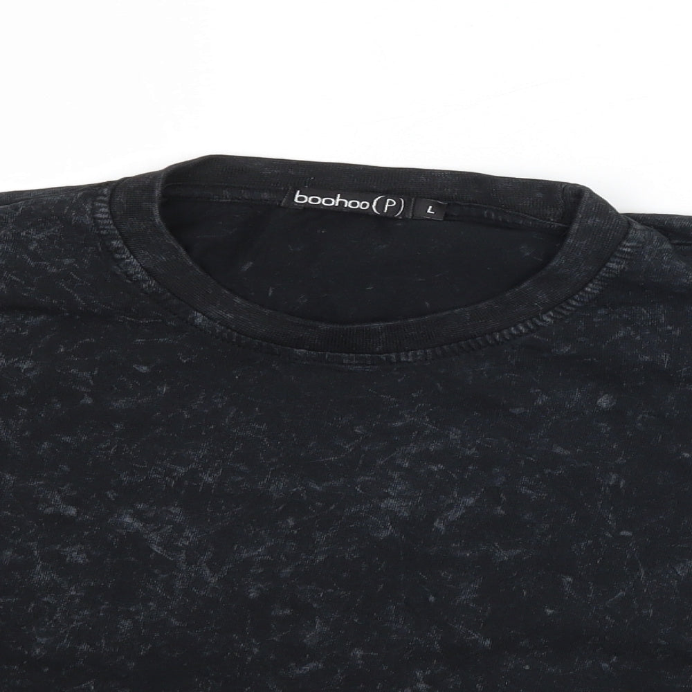 Boohoo Womens Black   Cropped T-Shirt Size L  - Marled/Marble effect