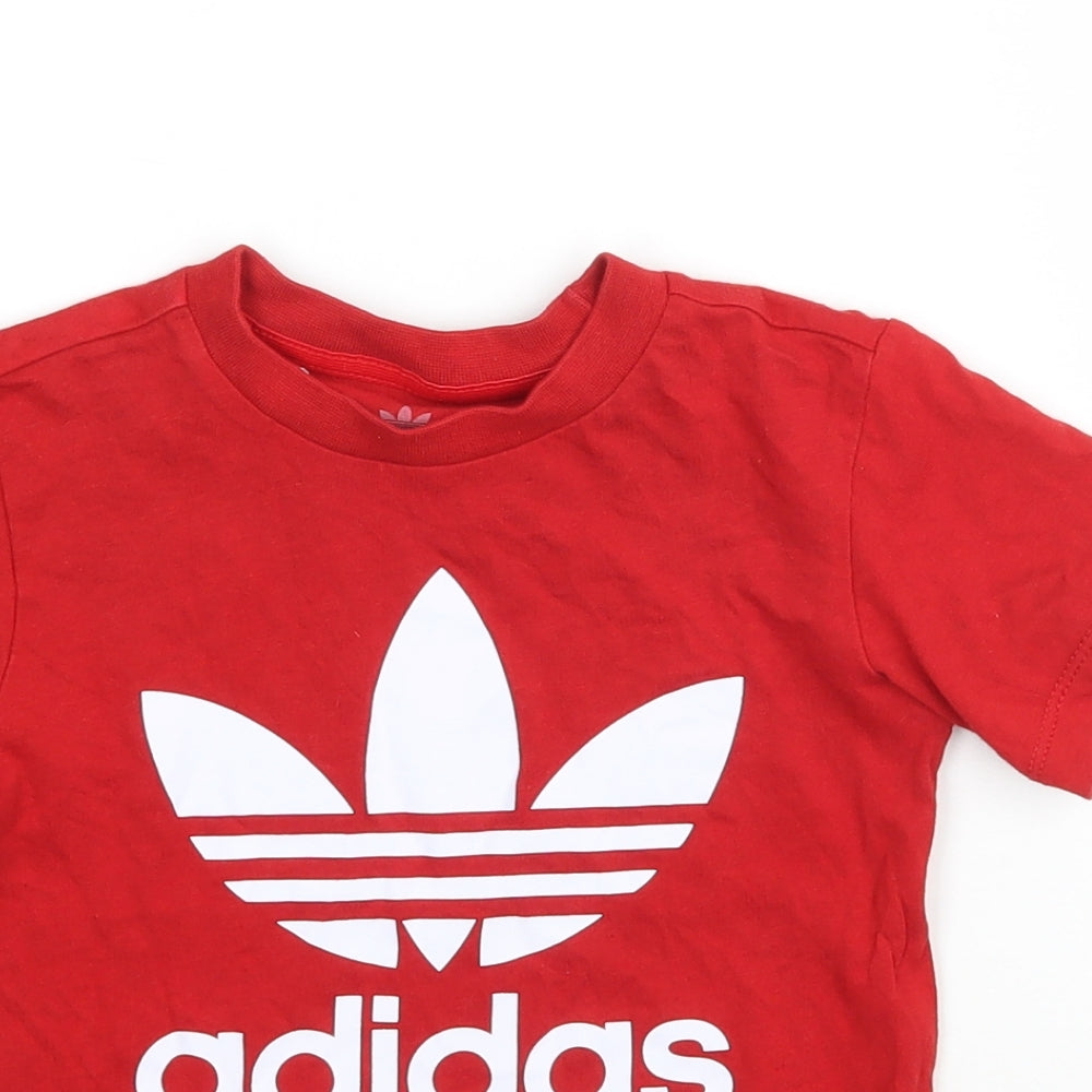 adidas Boys Red   Basic T-Shirt Size 3-4 Years