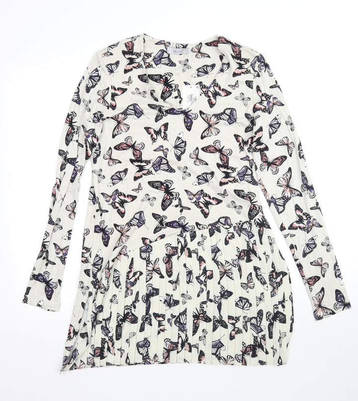 Per Una Womens Grey Basic Blouse Size 8 - Asymmetric Butterflies