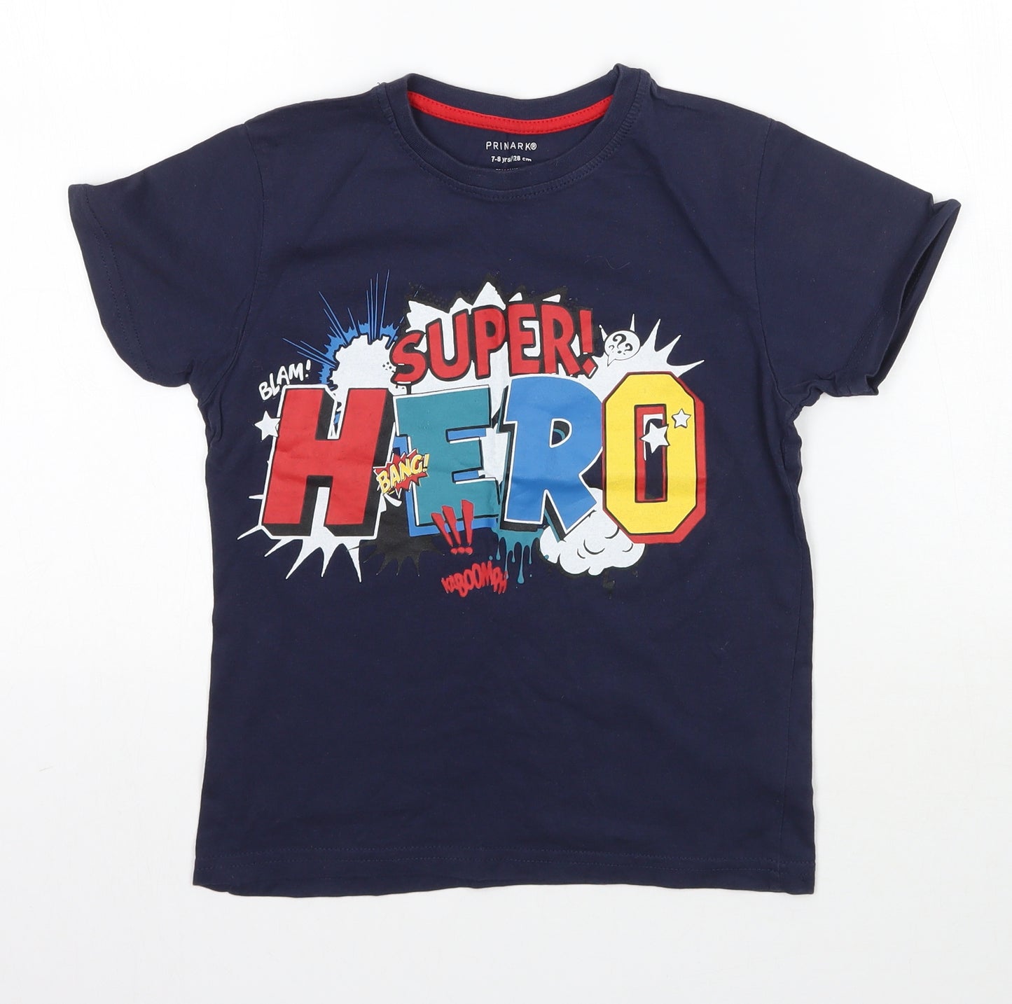 Primark Boys Blue   Basic T-Shirt Size 7-8 Years  - Super Hero