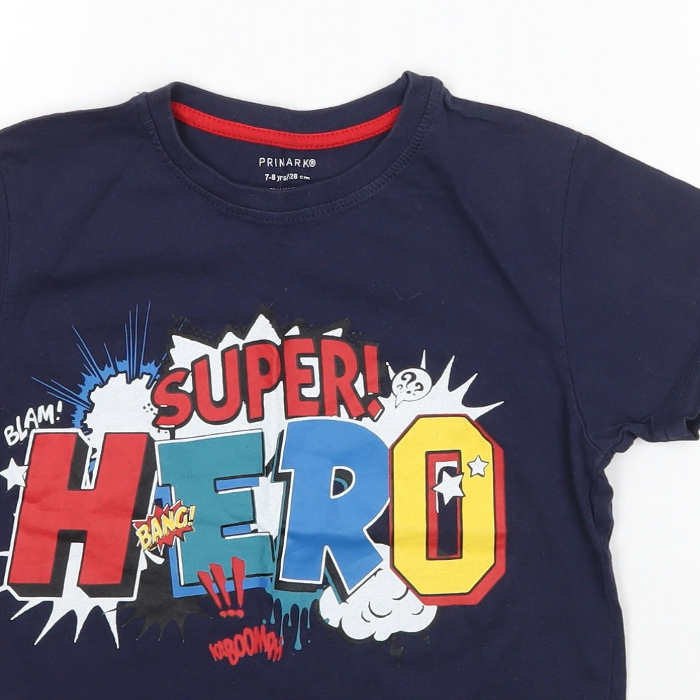 Primark Boys Blue   Basic T-Shirt Size 7-8 Years  - Super Hero