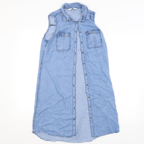 BY VERY Womens Blue   Basic Button-Up Size 8