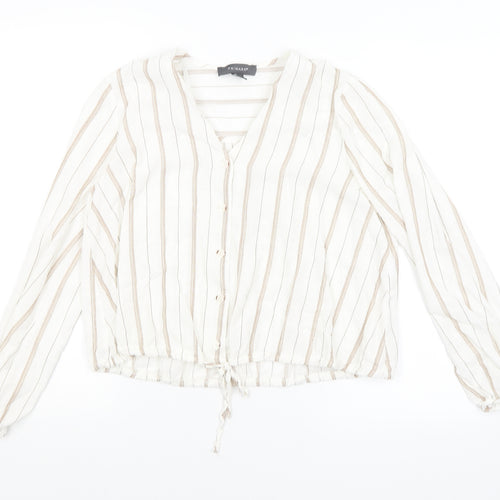Primark Womens White Striped  Basic Blouse Size 10
