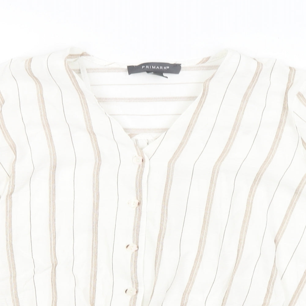 Primark Womens White Striped  Basic Blouse Size 10