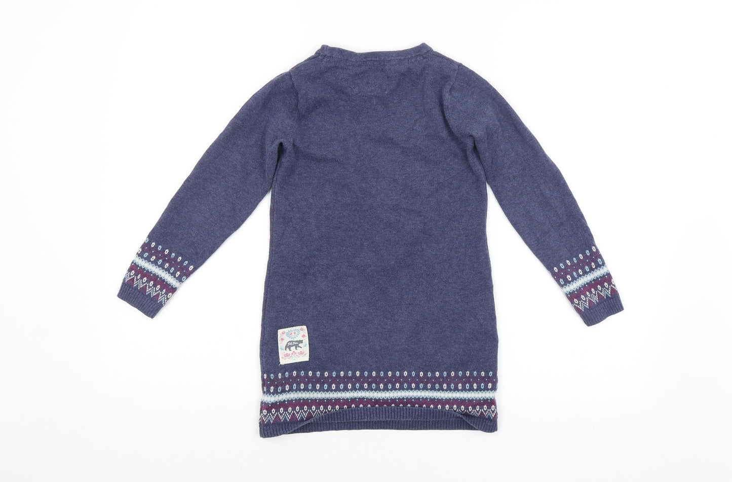 Fat Face Girls Purple Argyle/Diamond  Pullover Jumper Size 6-7 Years  - FOX