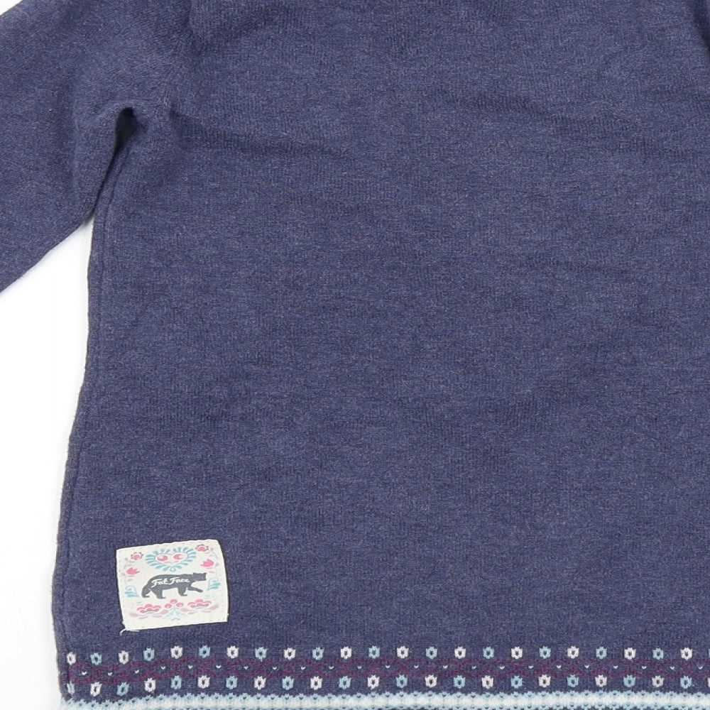 Fat Face Girls Purple Argyle/Diamond  Pullover Jumper Size 6-7 Years  - FOX