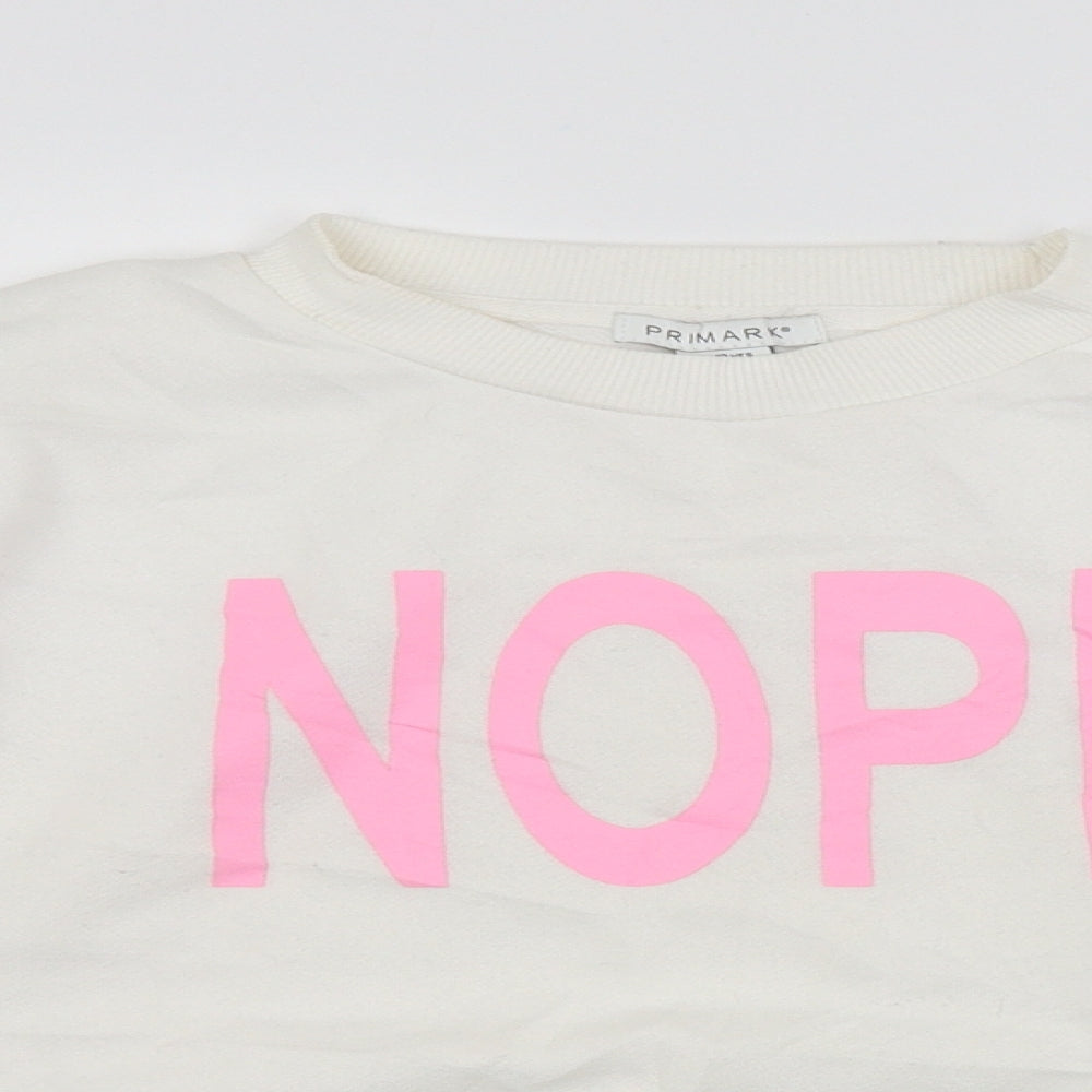 Primark Girls White   Pullover Sweatshirt Size 11-12 Years  - NOPE