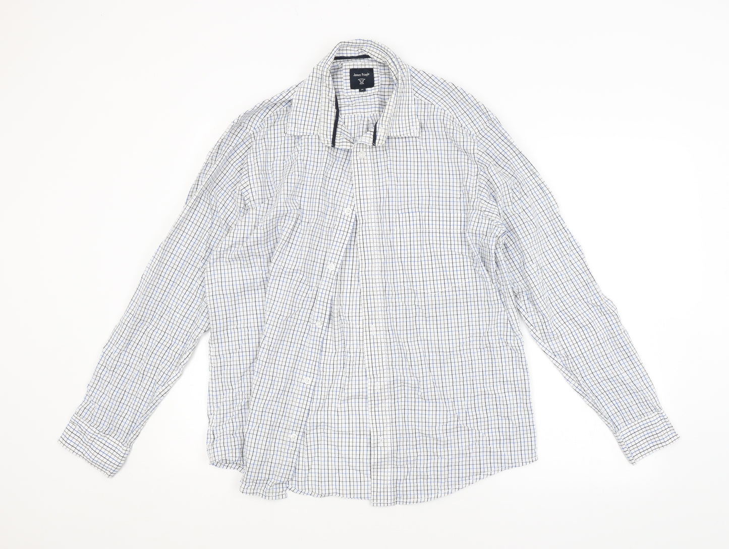 JAMES PRINGLE Mens White Check   Button-Up Size M