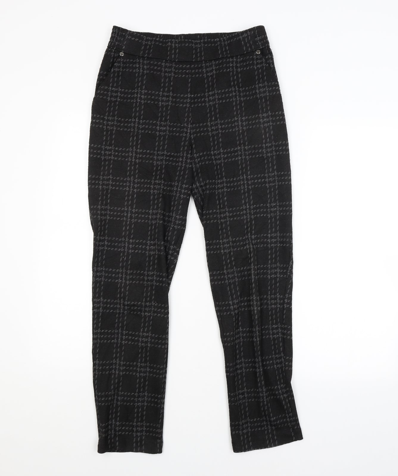 Bonmarché Womens Black Check  Trousers  Size 10 L24 in