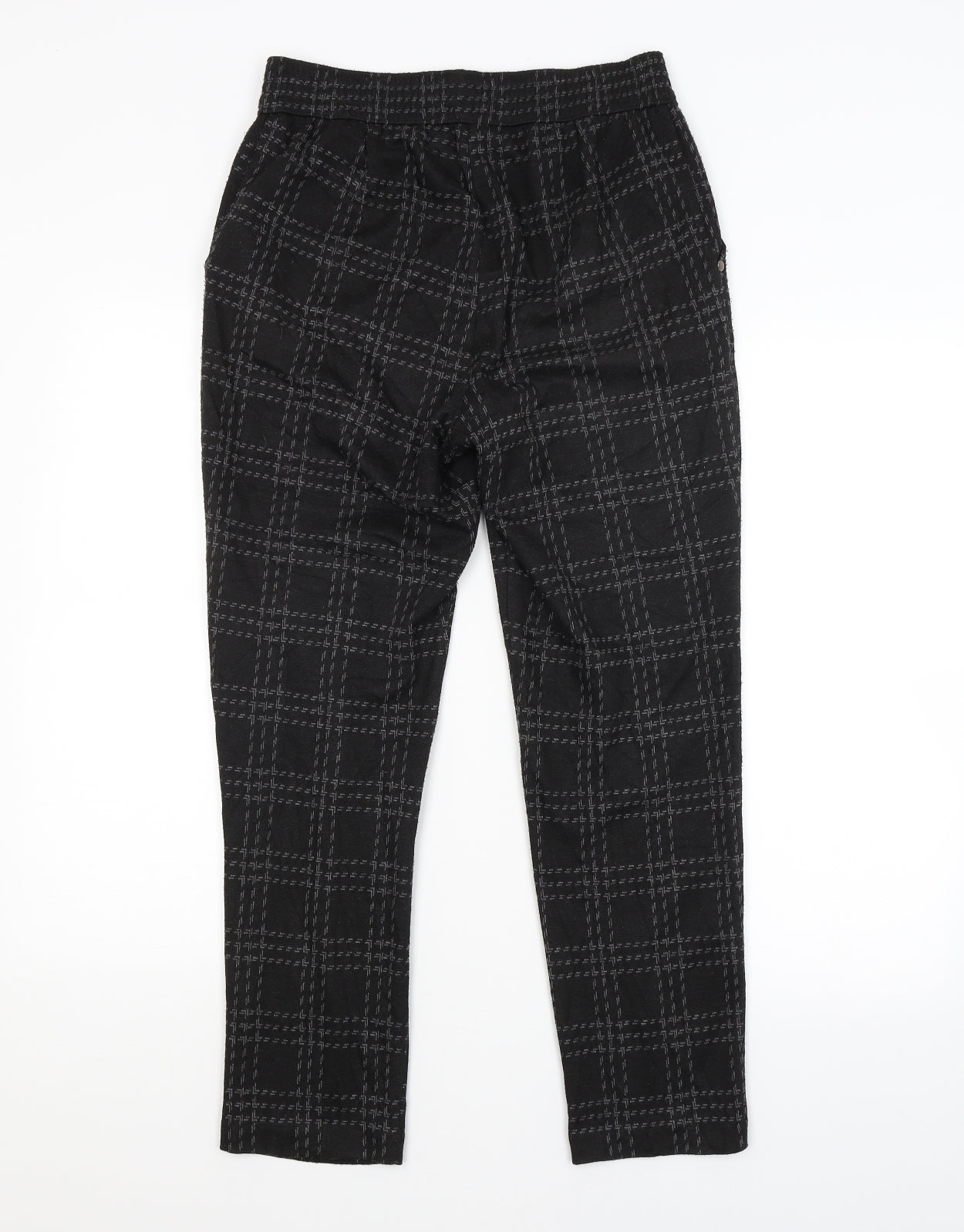 Bonmarché Womens Black Check  Trousers  Size 10 L24 in