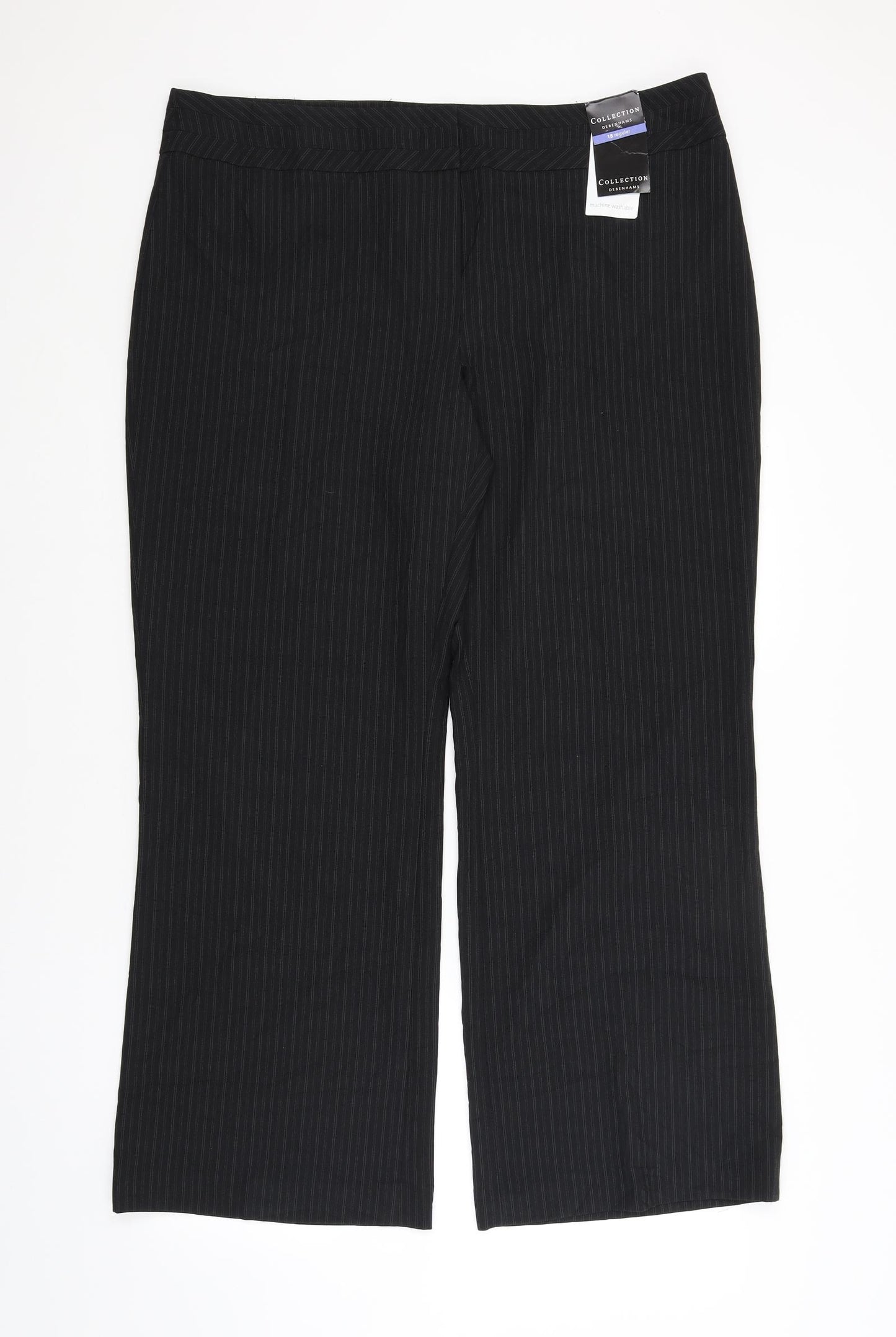 Debenhams Womens Black Striped  Trousers  Size 18 L30 in