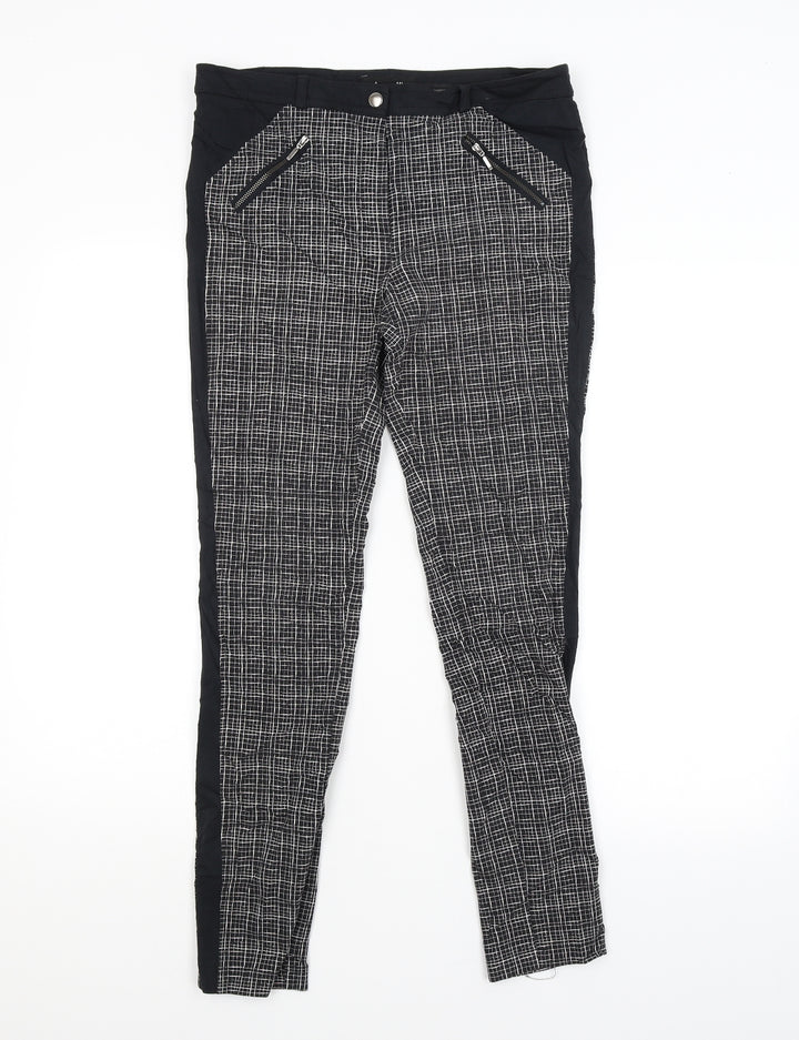 Atmosphere Womens Black Check Trousers Size 10 L28 in