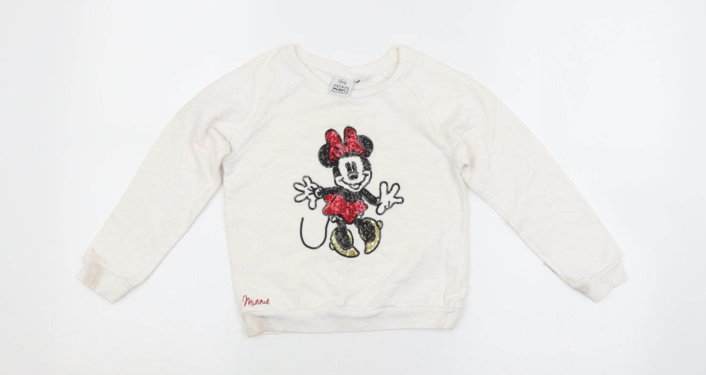 Disney Girls White   Pullover Jumper Size 4-5 Years  - MINNIE MOUSE
