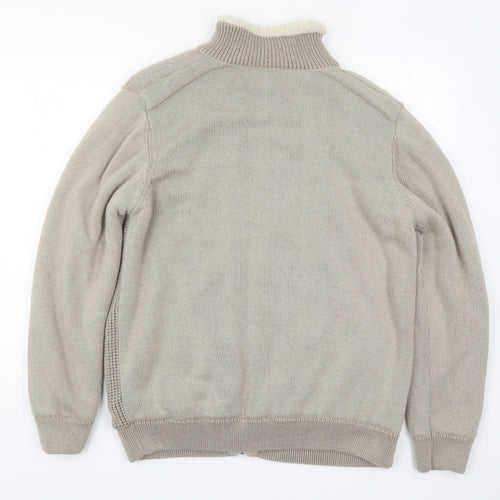 Matalan Mens Beige  Knit Full Zip Jumper Size L