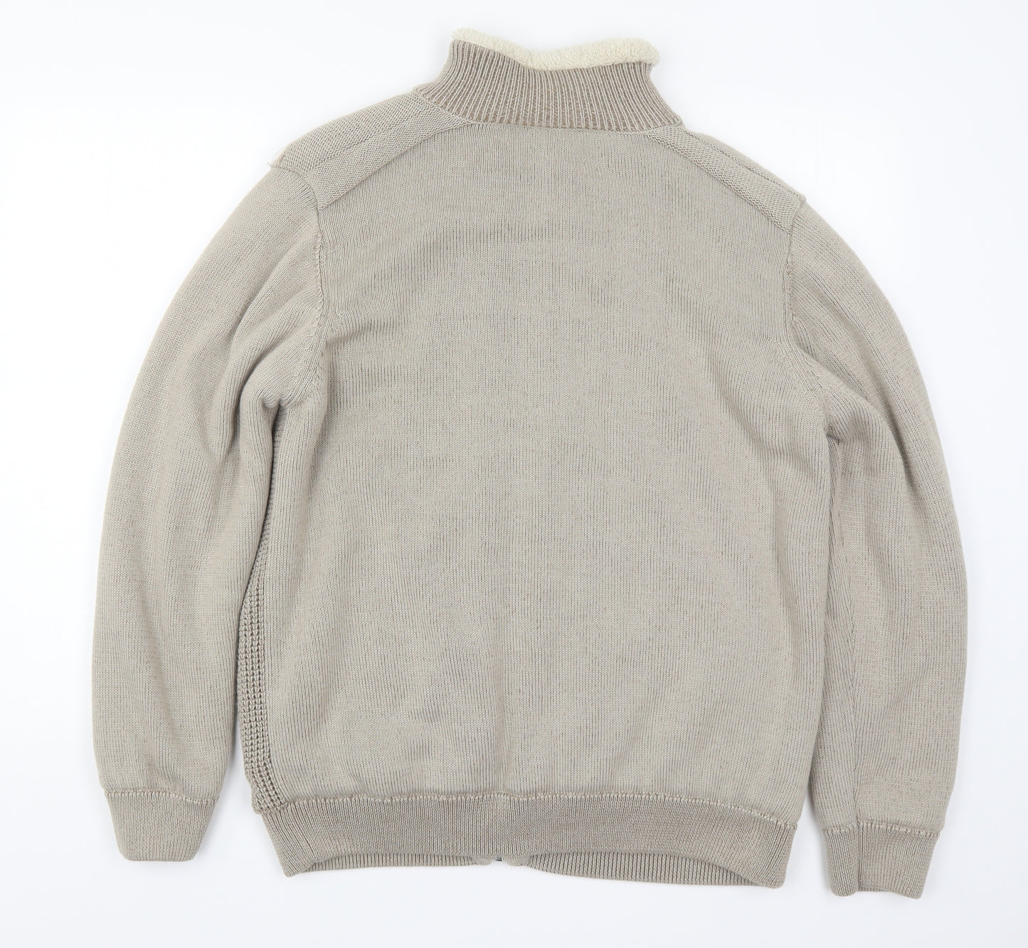 Matalan Mens Beige  Knit Full Zip Jumper Size L