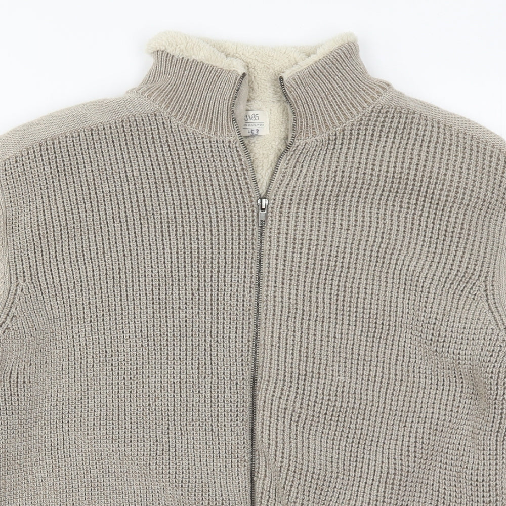 Matalan Mens Beige  Knit Full Zip Jumper Size L