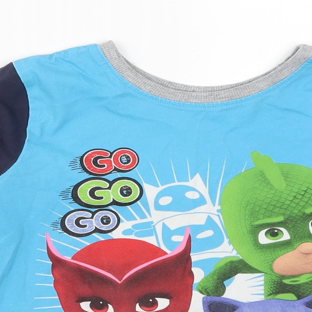 F&F Boys Blue Solid   Pyjama Top Size 6-7 Years  - Go Go Be a Hero the Villians