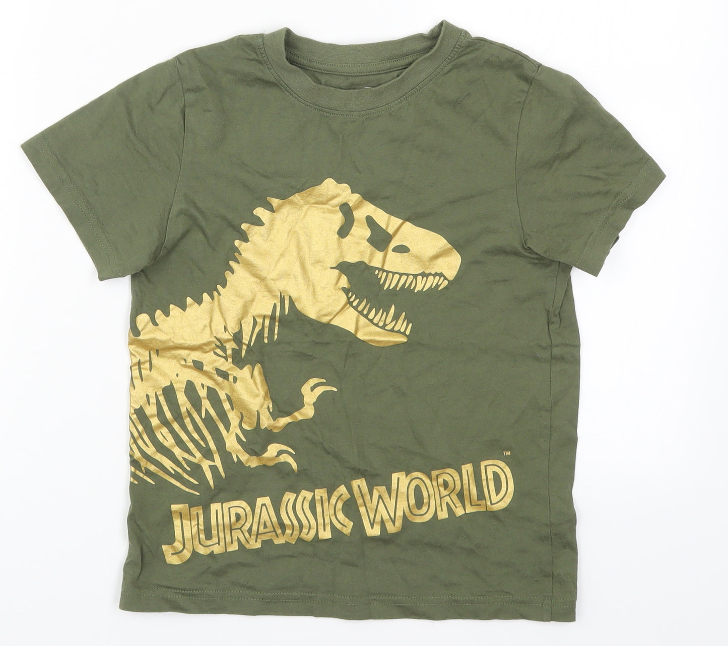Primark Boys Green   Basic T-Shirt Size 7-8 Years  - Jurassic Park