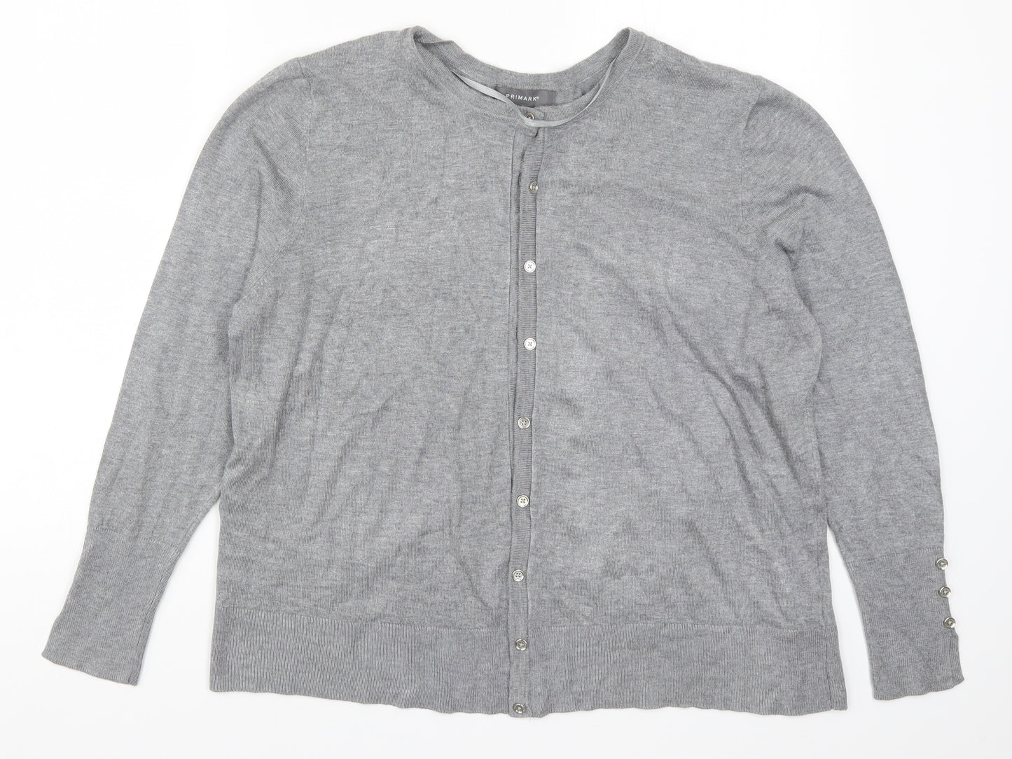 Primark Womens Grey  Knit Cardigan Jumper Size 22