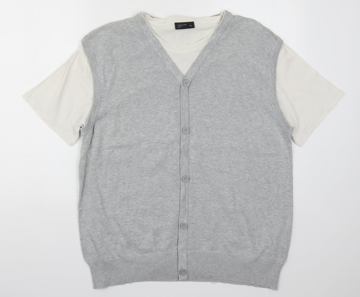 Cedar Wood State Mens Grey   Cardigan Jumper Size XL  - Cardigan and Top All in One