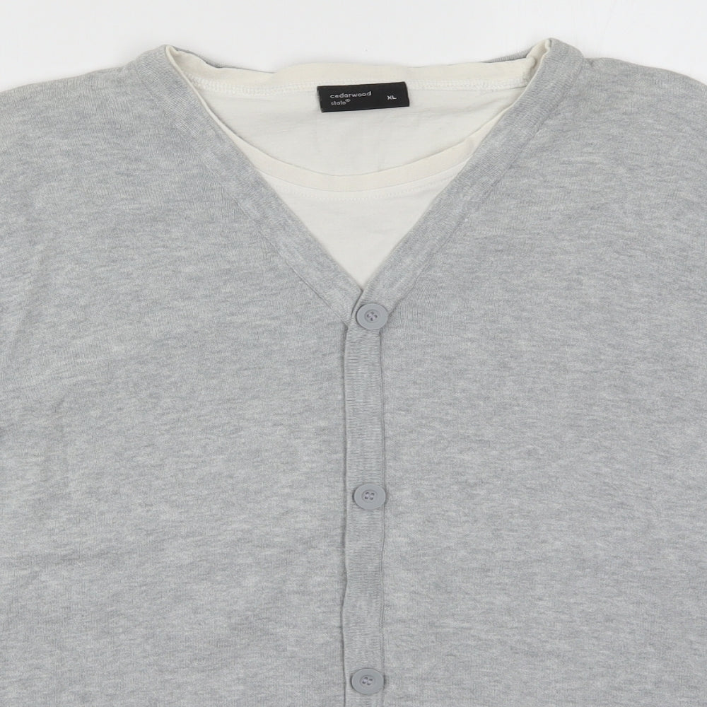 Cedar Wood State Mens Grey   Cardigan Jumper Size XL  - Cardigan and Top All in One