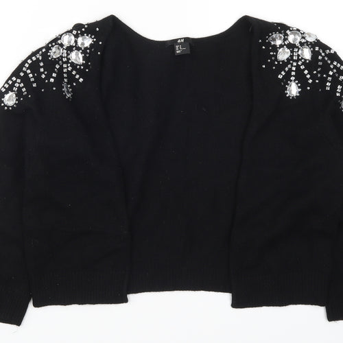 H&M Womens Black  Knit Cardigan Jumper Size M