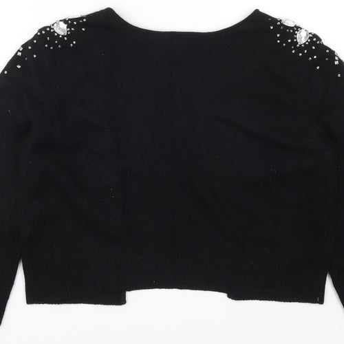 H&M Womens Black  Knit Cardigan Jumper Size M