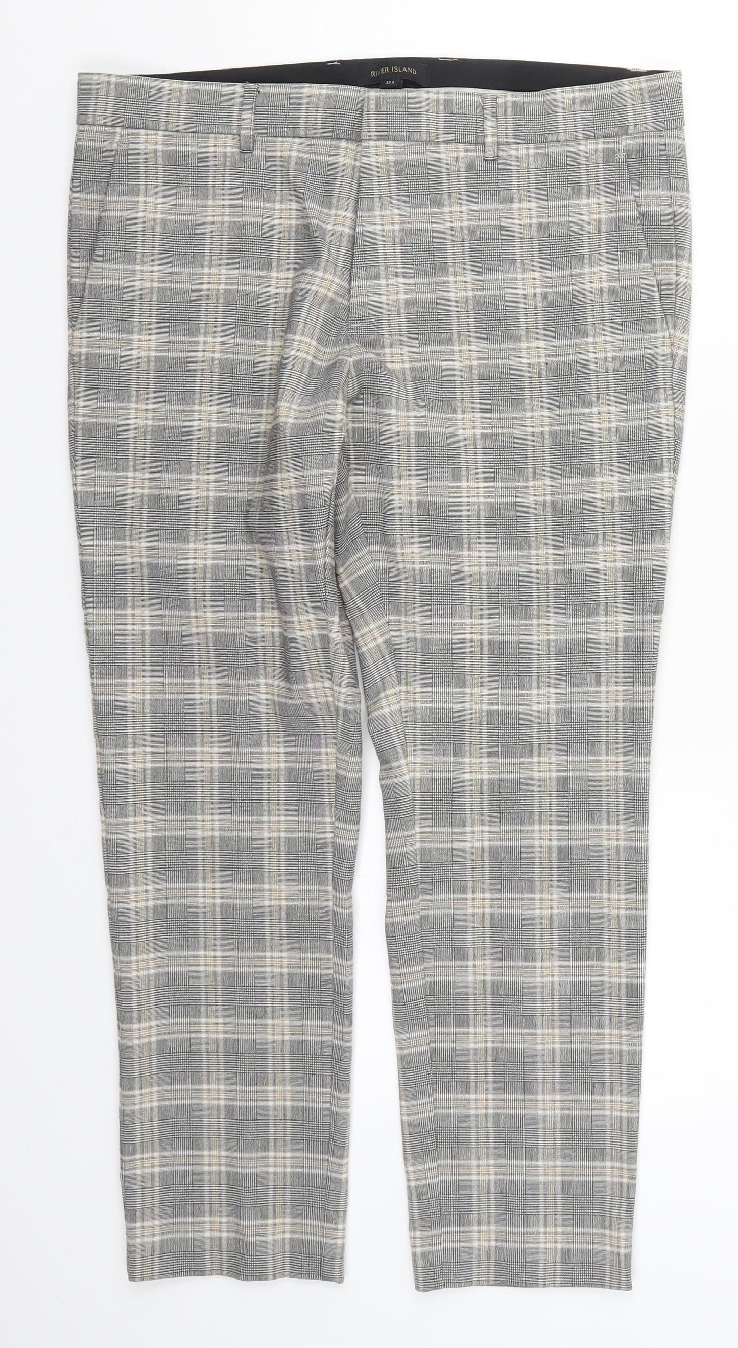 River Island Mens Beige Check  Trousers  Size 32 L25 in