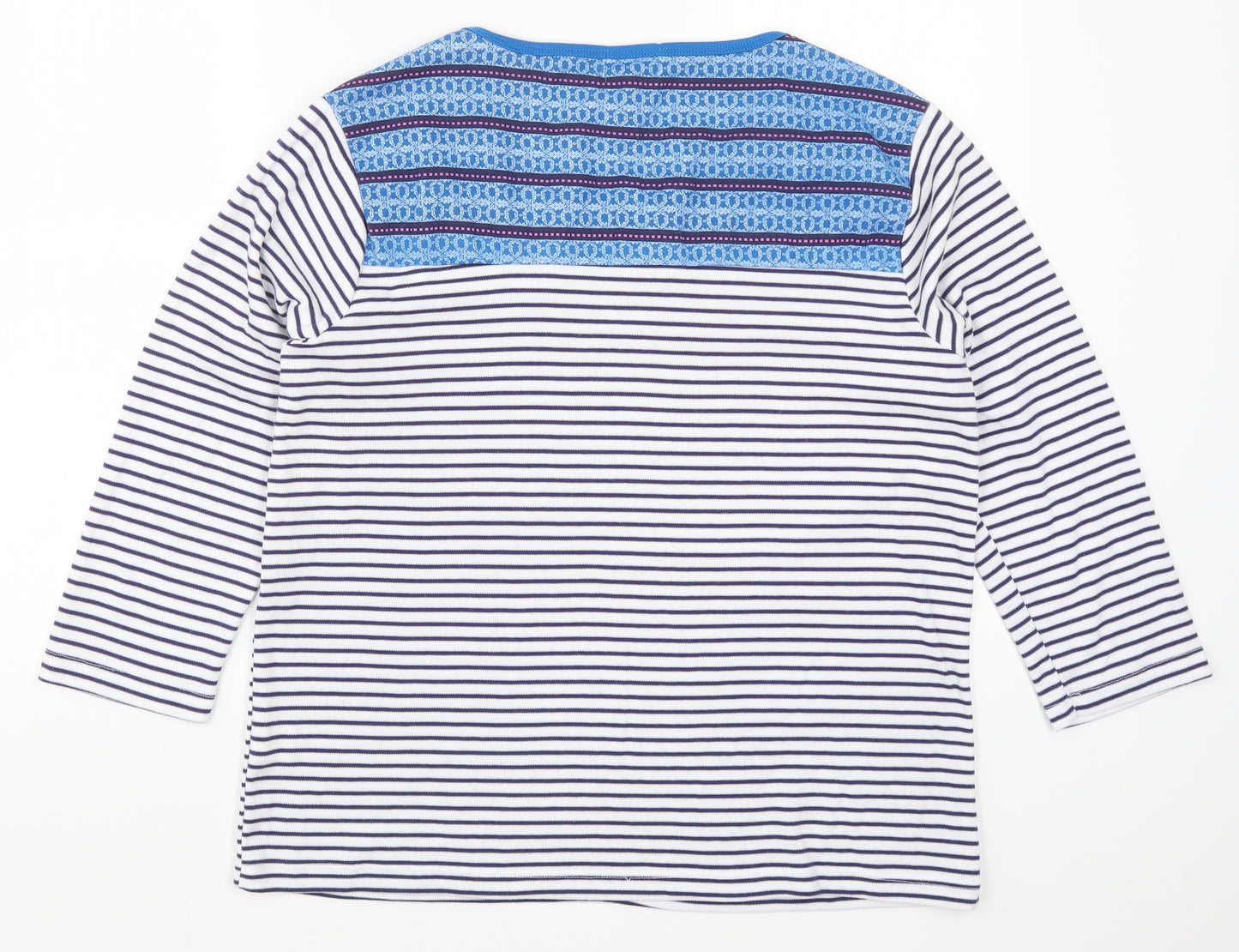 Arista Womens Blue Striped  Basic T-Shirt Size 18