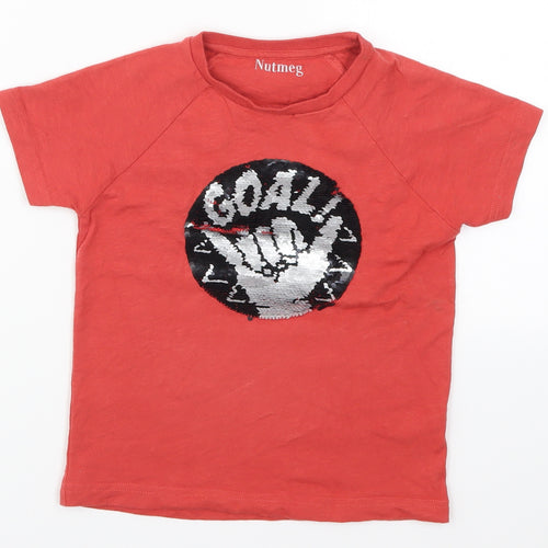 Nutmeg Boys Red   Basic T-Shirt Size 4-5 Years  - Goal